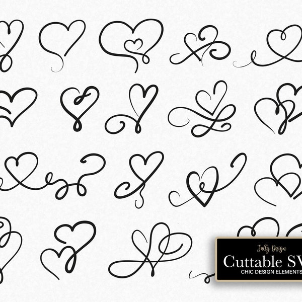 Swirly hearts collection SVG
