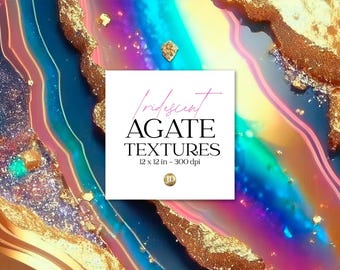 Iridescent rainbow agate textures. Digital paper collection