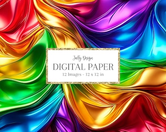 Fundos de textura metálica e folha de arco-íris. Coleção de papel digital.