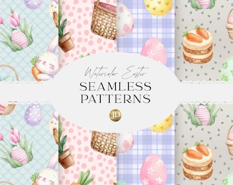 Pastel watercolor Easter seamless patterns collection