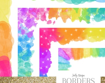 Vibrant Rainbow Abstract Borders PNG - US Letter 8.5x11 Frames