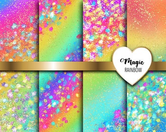 Rainbow Digital Paper Collection | Etsy