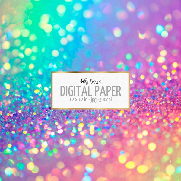 Glitter rainbow digital paper collection