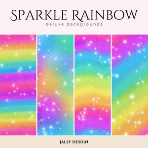 Glitter rainbow digital paper collection