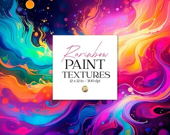 Bioluminescent rainbow flow art, scrapbook digital paper