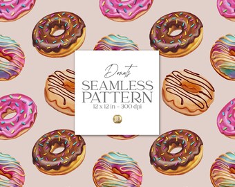 Chocolate and rainbow donuts seamless pattern