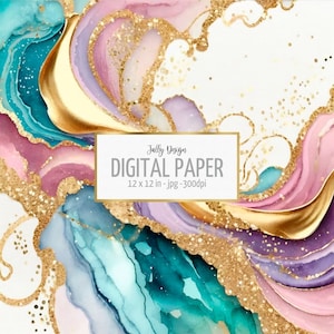 Luxurious pastel alcohol ink digital paper. Feminine glittery design.