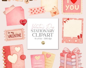 Materiais de papelaria e acessórios rosa, clipart em aquarela PNG