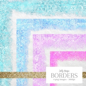 Pastel glitter borders PNG - 8.5 x 11 Sparkling Decorative Frames - Dreamy Overlays Clip Art