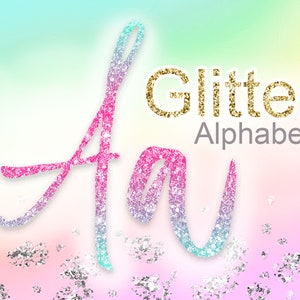 Glitzer Alphabet PNG - Pink und Blau