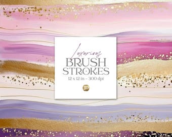 Fundos texturizados com pinceladas de glitter roxo e dourado.