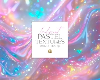 Dreamy holographic abstract digital paper. Iridescent and sparkling glitter backgrounds.