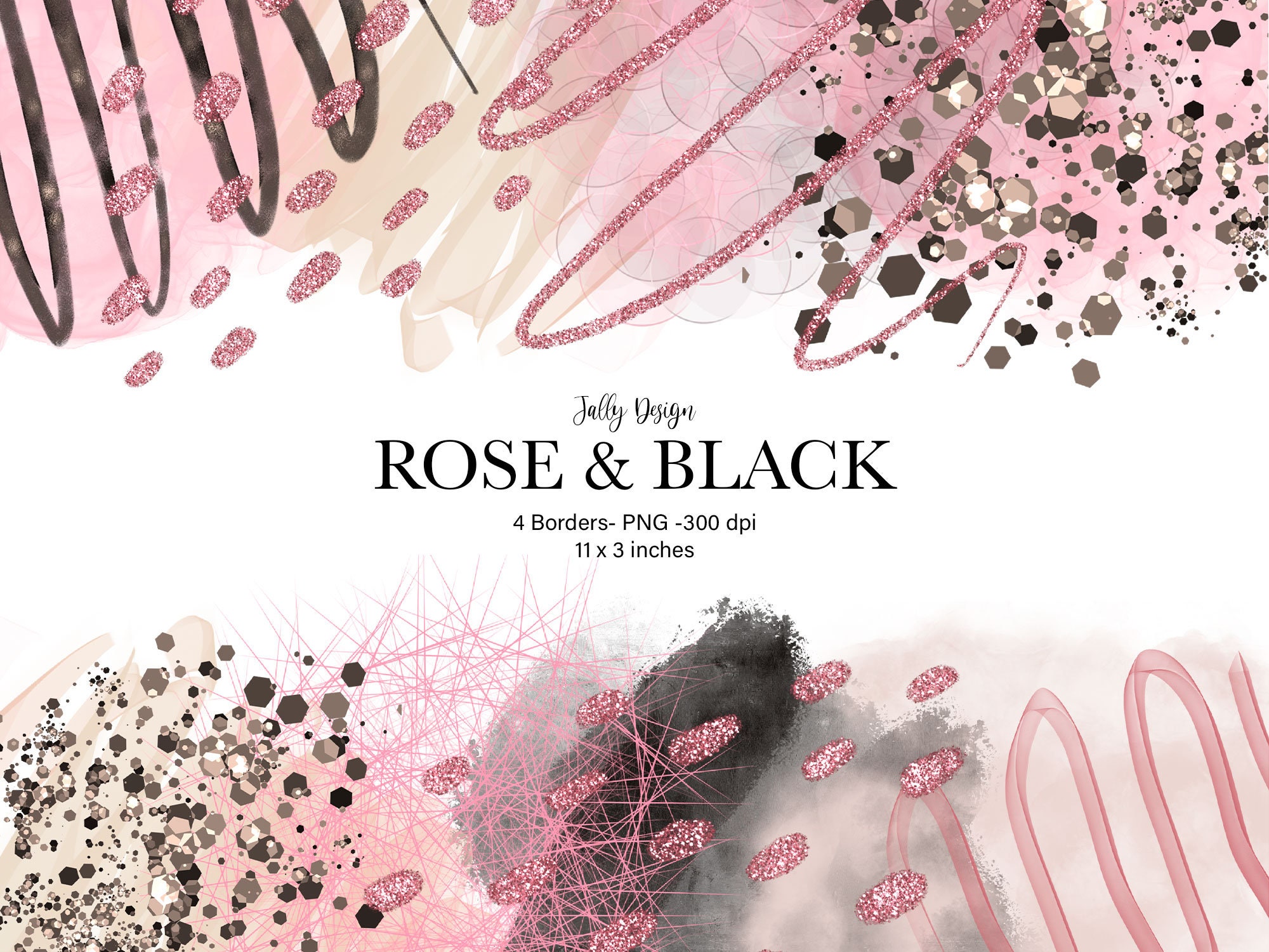 Rose Gold and Black Borders. Collection - Etsy