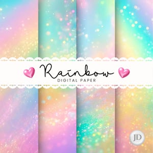 Soft pastel rainbow scrapbook digital paper