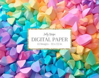 Rainbow and chunky soft pastels pieces texture. Colorful backgrounds. Digital paper collection.