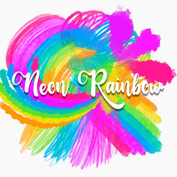 Neon rainbow watercolor smudges