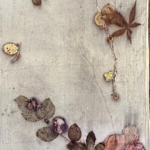 Spring Rose Garden - Botanical Eco Printed Mulberry Silk Scarf 33×200 cm, Hand Dyed Silk Shawl, Flower Print, Wearable Textile Art image 4