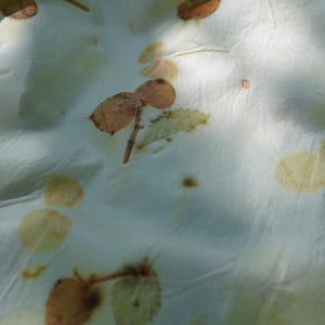 Wild Cherry - Botanical Eco Printed Mulberry Silk Scarf 53x53cm, Hand Dyed Silk, Eucalyptus Print, Minimalist Wearable Art, Nature Inspired image 4