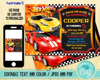 Hot Wheels Invite Etsy