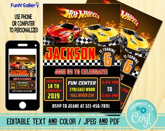 Hot Wheels Hobbys Hot Wheels Birthday Party Invitation