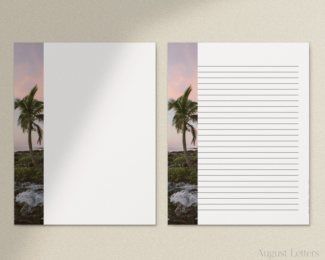 Tropical Sunset, Printable Stationery Paper/ A4, 8.5x11 / Lined Unlined ...