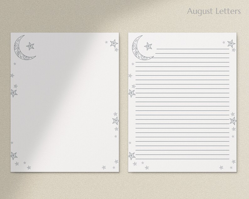 starry sky printable letter writing paper a4 85x11 lined etsy