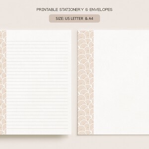 Patrón moderno elegante / Papelería y sobres imprimibles / A4, Carta de EE. UU. 8.5x11 in / Papel de escritura de cartas digital forrado y sin forro / MIN08