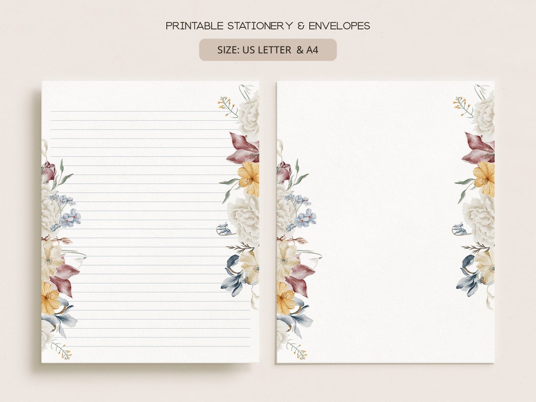 winter-florals-printable-stationery-envelopes-a4-us-letter-8-5x11-in-lined-unlined-digital-letter-writing-paper-fl04-etsy