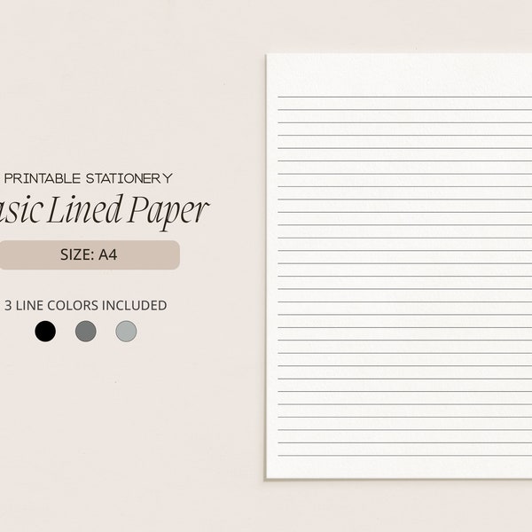 Papier d’écriture de lettres ligné de base | | de papeterie imprimable A4 ordinaire Papier de journal numérique doublé noir et gris | | papier du bloc-notes A41