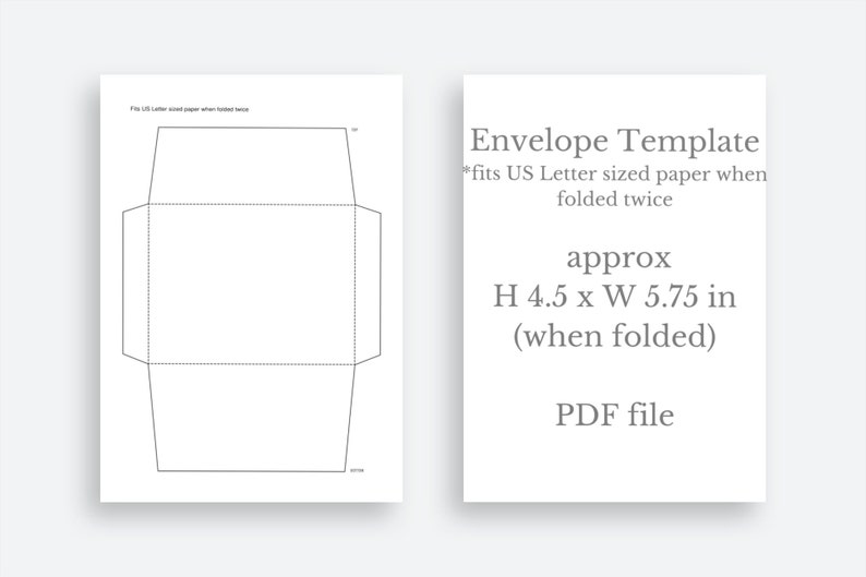 printable envelope template for us letter sized paper approx etsy