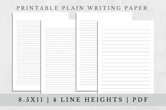 Set of 4-Plain Lined Letter Writing Paper 8.5 x 11 in US