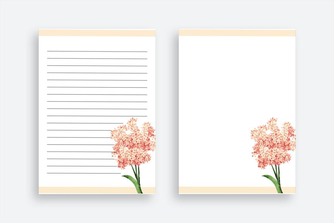 Printable Stationery Paper/ 5x7 in/ Lined Unlined / Digital | Etsy