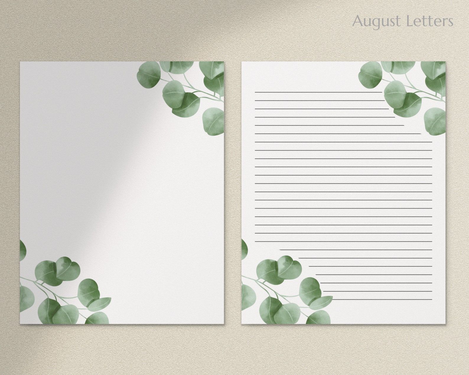 Eucalyptus Leaf Printable Letter Writing Paper / A4 8.5x11 / Etsy