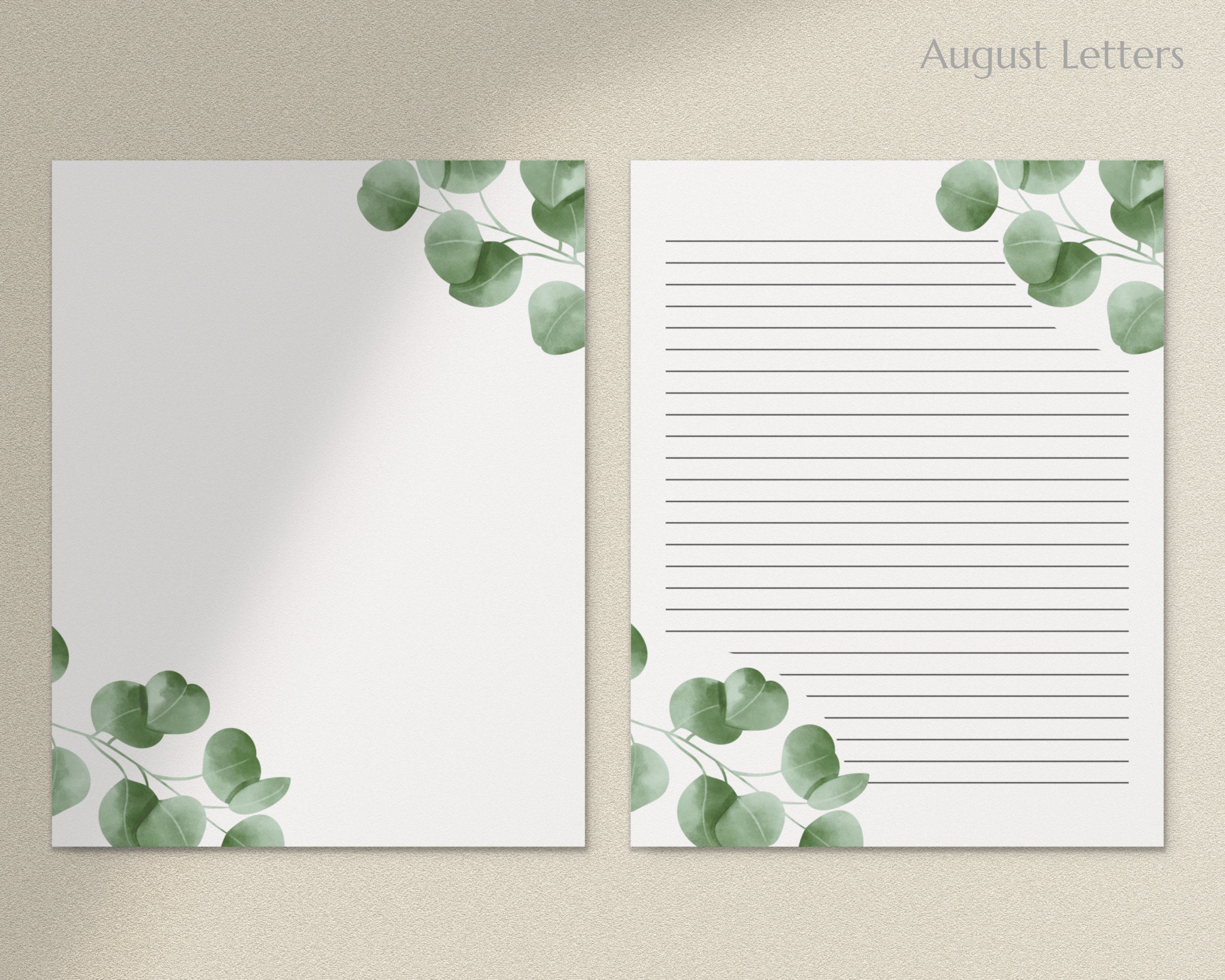 eucalyptus leaf printable letter writing paper a4 8 5x11 etsy