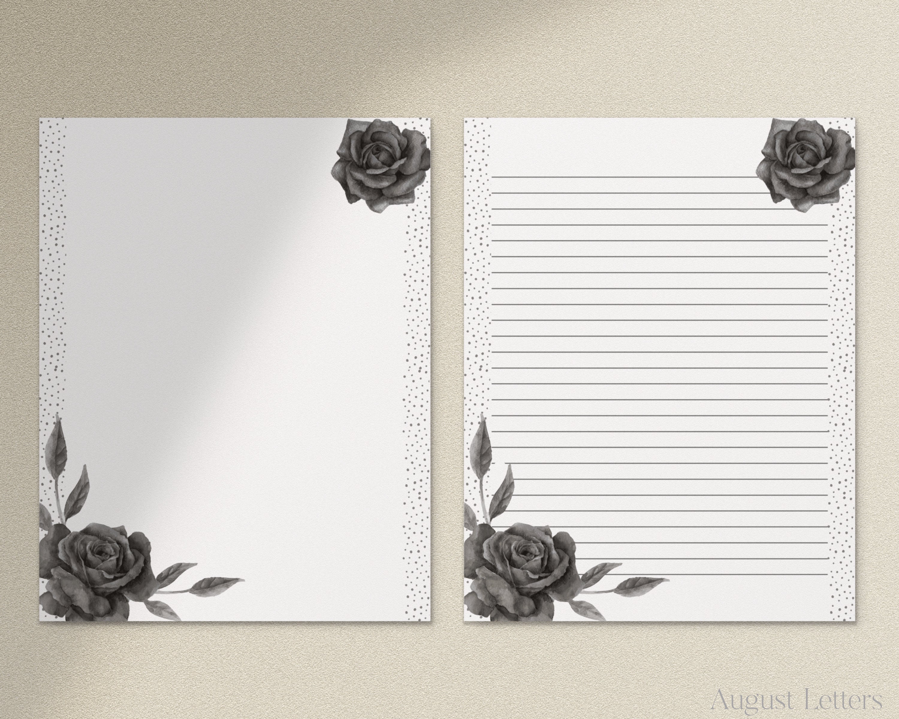 Black Roses Gothic Halloween Printable Letter Writing Paper - Etsy