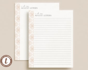 Editable Printable Personalized Stationery Template | Custom Notepad, Letter Writing Paper | Instant Download | Modern Elegant | C3