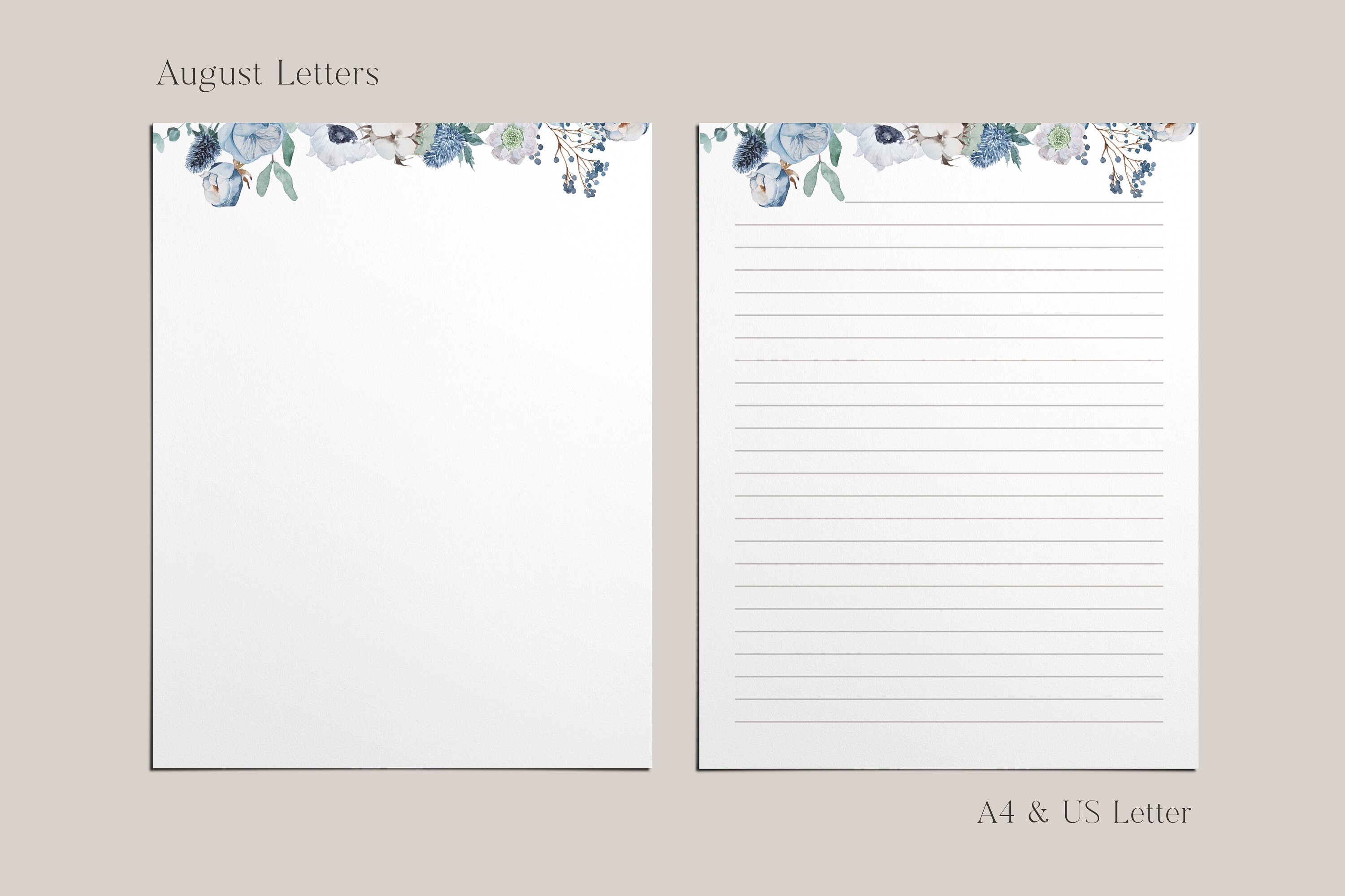 Roses Printable Letter Writing Paper Instant Download PDF Lined Unlined