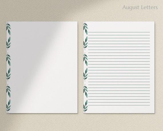 Buy Botanical Leaf Border, Printable Letter Writing Paper / A4