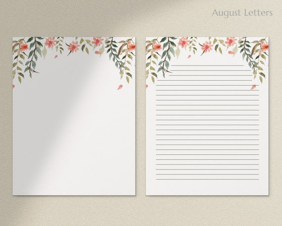 printable stationery paper a4 85x11 lined unlined etsy