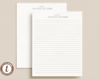 Editable Printable Personalized Stationery Template | Custom Notepad, Letter Writing Paper | Instant Download | Minimal Modern Script | C1