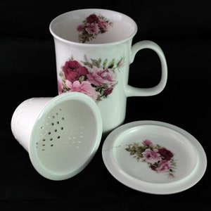Bone China Mug with lid/coaster and infuser