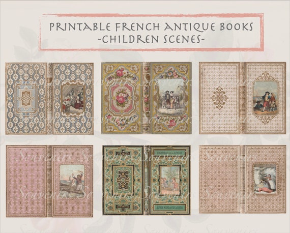 Printable French Antique books - Vintage Junk Journal Paper Collection - Digital Download - Vintage Papers - Printables for Journaling