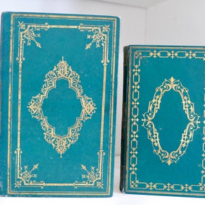 2 Cartonnages Romantiques - French Antique Books, Vintage French Books, Decorative Book Set - books for staging
