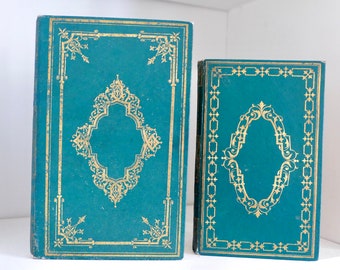 2 Cartonnages Romantiques - French Antique Books, Vintage French Books, Decorative Book Set - books for staging