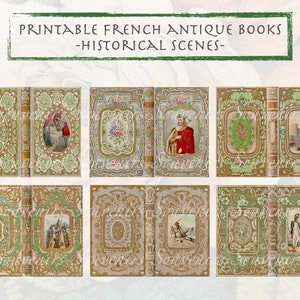 Antique French book Covers  - Vintage Junk Journal  - Digital Download - Vintage Papers - Printables for Journaling - Shabby chic journal
