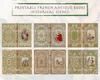 Libros antiguos franceses imprimibles - Vintage Junk Journal Paper Collection - Descarga digital - Vintage Papers - Imprimibles para diario