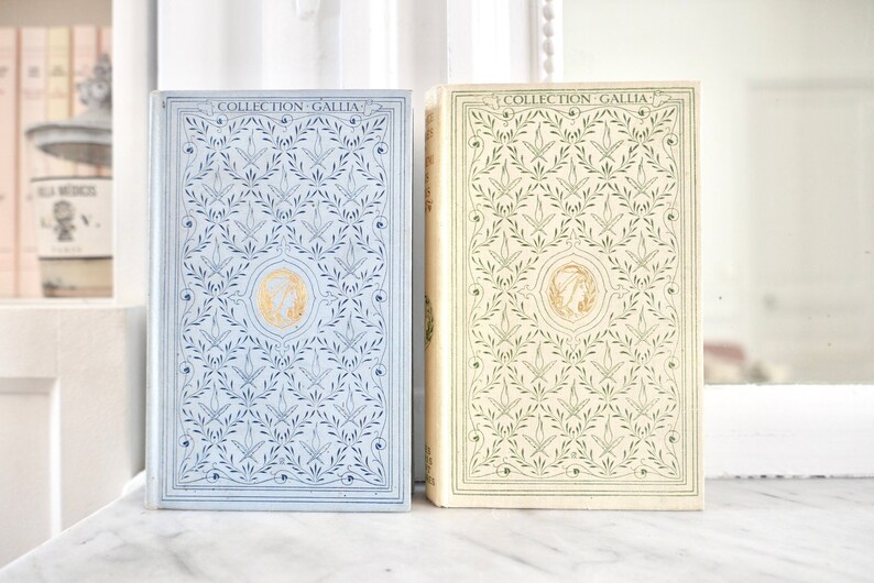 2  books Collection Gallia ,  French Antique Books,  Vintage French Books, Decorative Book Set