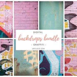 Bundle of 8 graffiti digital backdrops, graffiti art, graffiti art wall, downloads graffiti art