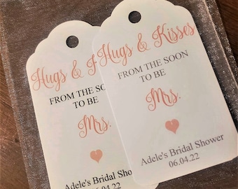 Hugs and Kisses Bridal Shower Tags, Hershey Kiss Bridal Shower, Tags Only, Printed