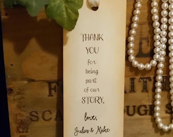 Bridal Shower Bookmarks Favors, Wedding Favor Bookmark, Thank You Bookmarks, Personalized, Vintage Style Set of 10